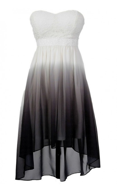 Grey and White Ombre High Low Dress